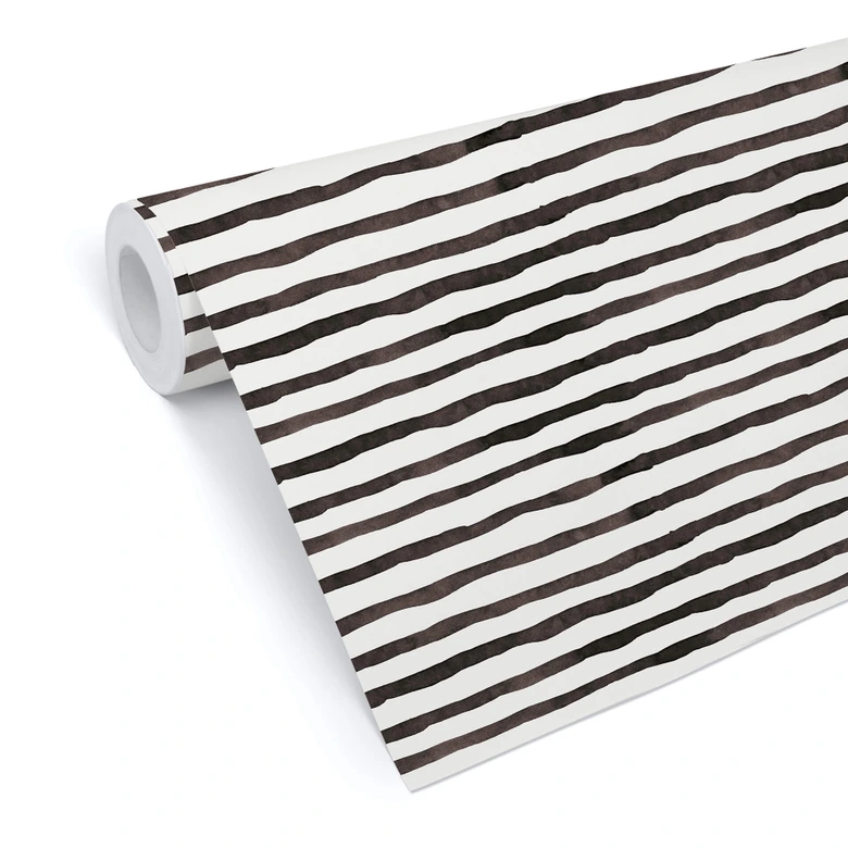 Mustertapete - Aquarell Streifen 01 - schwarz-weiß 