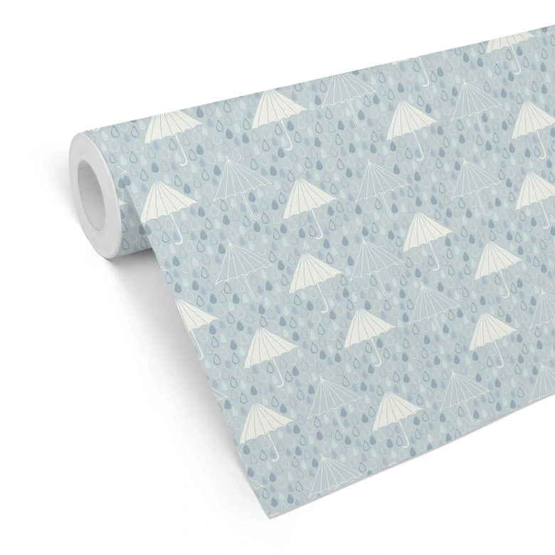 Mustertapete No more rainy days - blau 