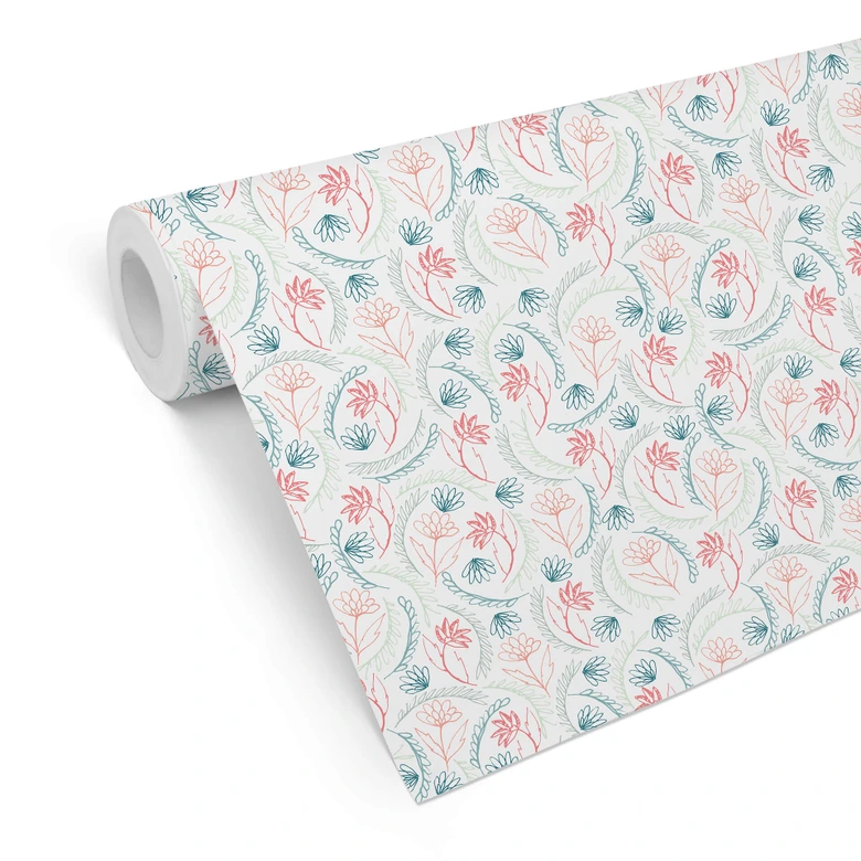 Mustertapete Graphic Flowers - Blumen rosa 