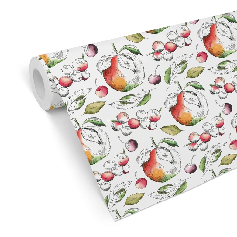 Papier peint à motifs - Récolte de pommes 
