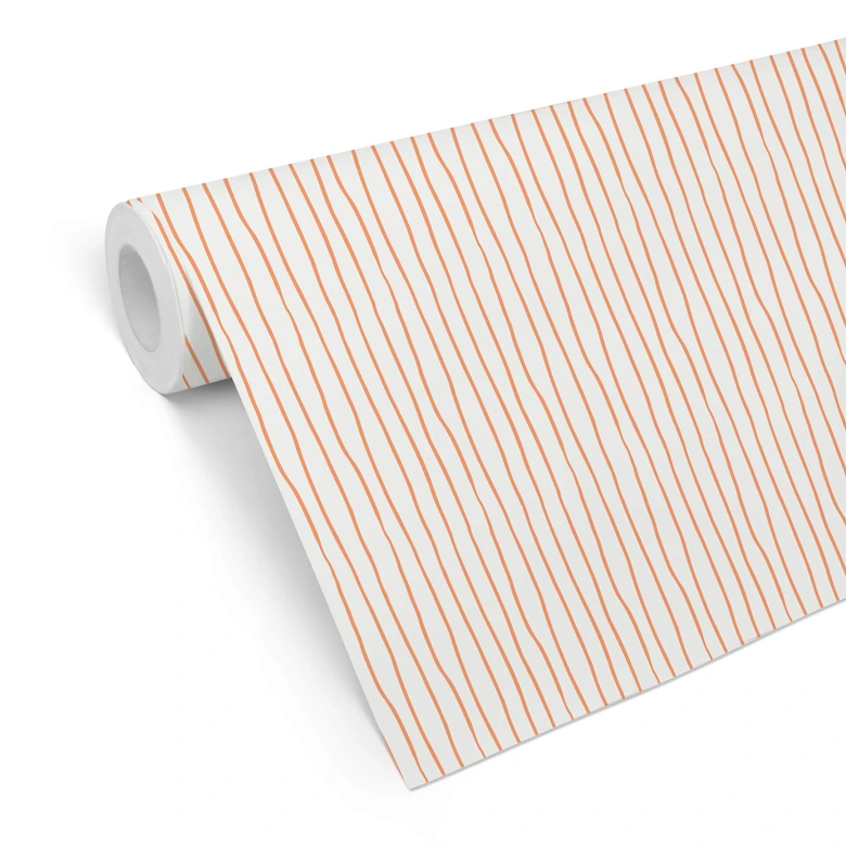 Papier peint à motifs Rayures - Orange 