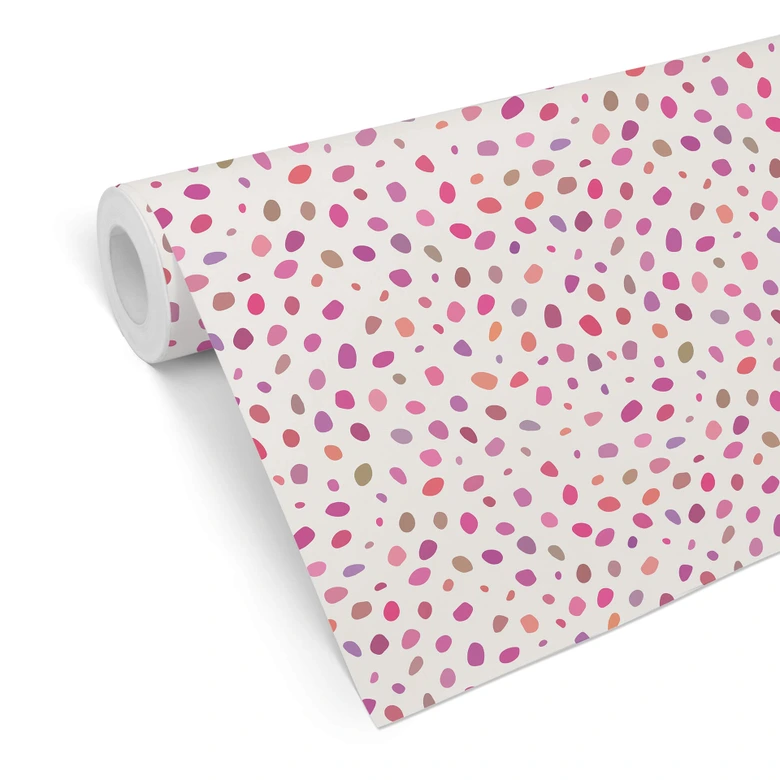 Mustertapete Buntes Konfetti - pink 