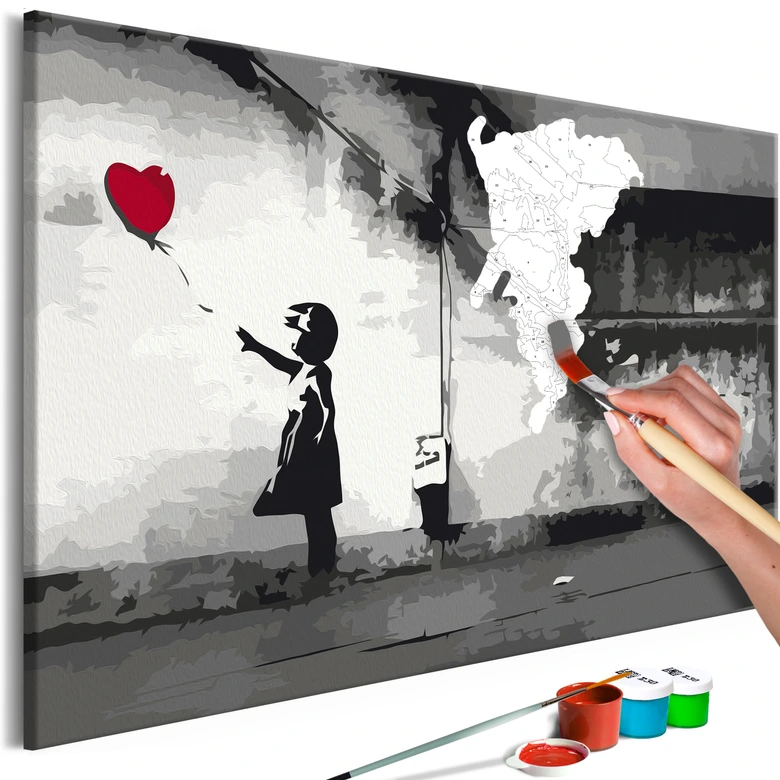 Canvas schilderij - Fleeting Love (Banksy) - 50x40 cm - met spieraam - opgespannen 