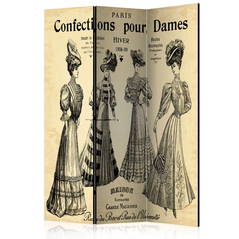 Paravent Séparation de pièce - Confections pour Dames "Paris Confections pour Dames", 3 pièces 