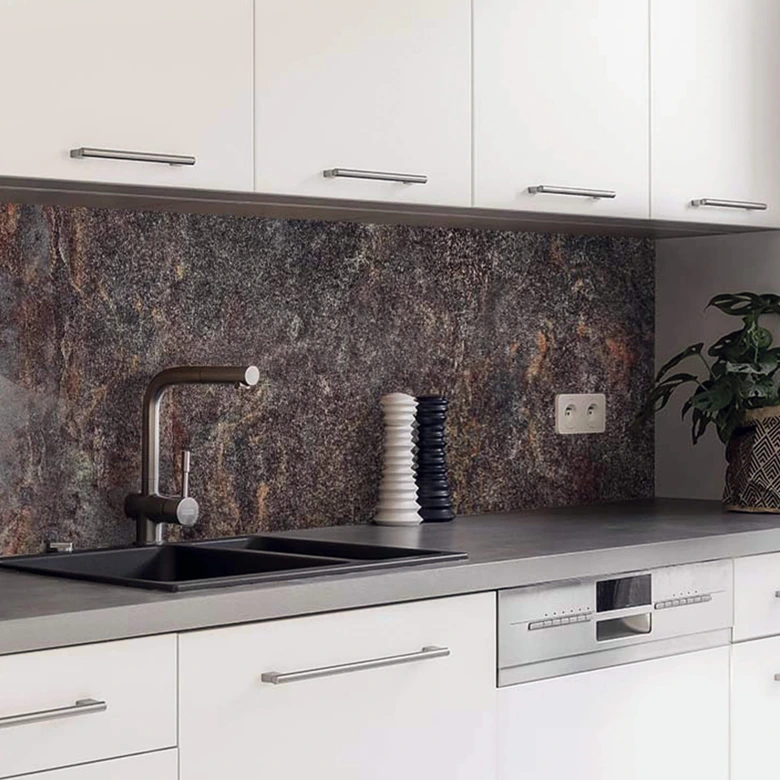 Küchenrückwand Spritzschutz Steinoptik Natur Schiefer - Folie oder Aluverbund 