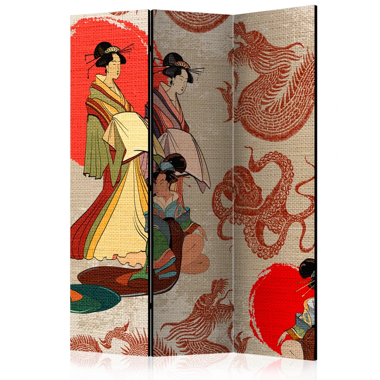 Paravent, Raumteiler freistehend, Trennwand - Wanderungen in Kyoto: Geisha 