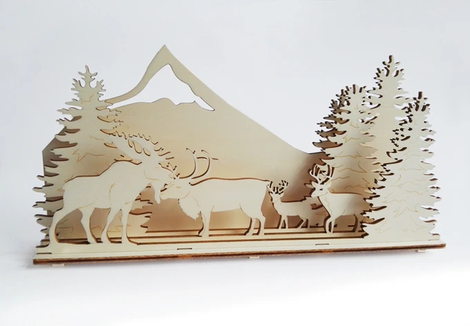 Holzkunst Weihnachtskrippe Waldtiere 