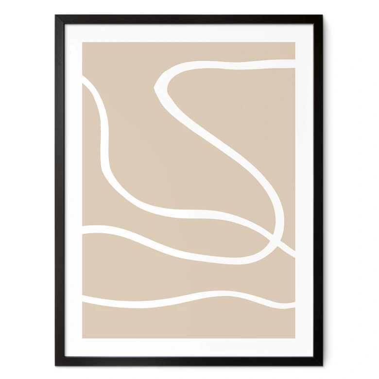 Poster 1X Studio - Weiße Pinselstriche auf Beige 