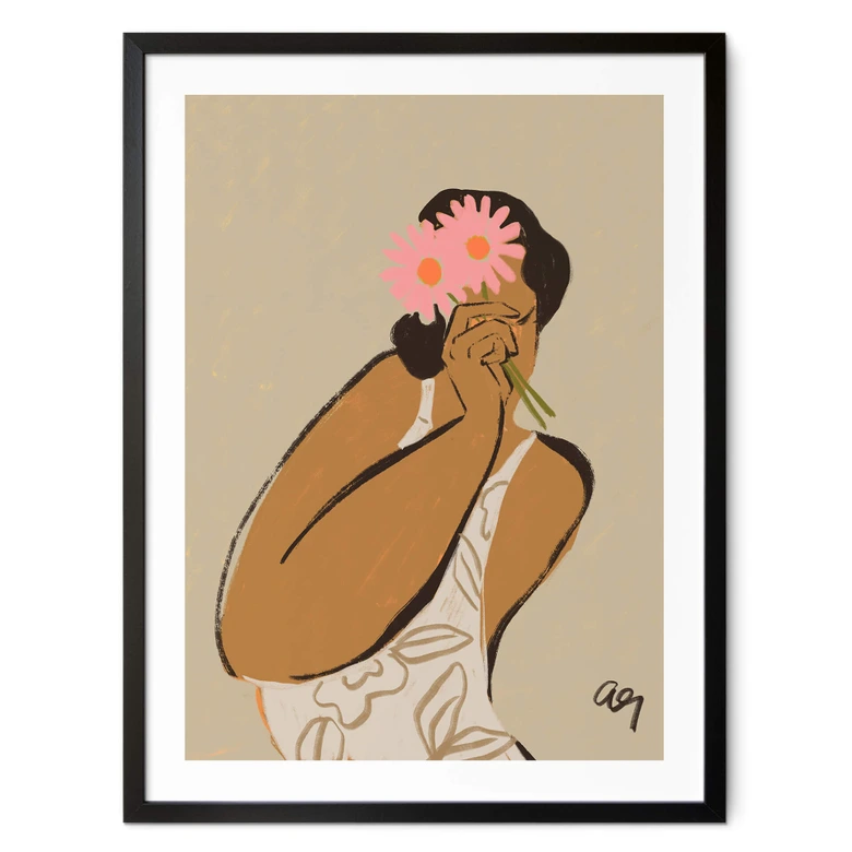 Plakat Różowe kwiaty we włosach - Arty Guava 