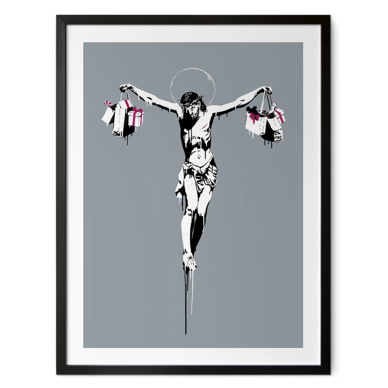 Poster Banksy - Jesus Christus mit Einkaufstüten 