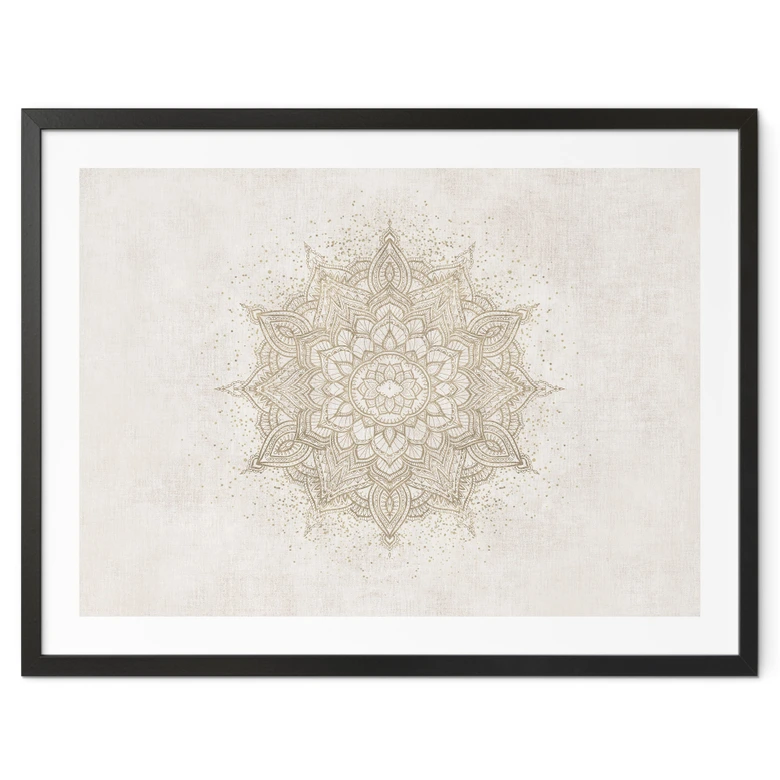 Poster Boho Ornament in Leinenoptik, Mandala - Bloomery Decor 