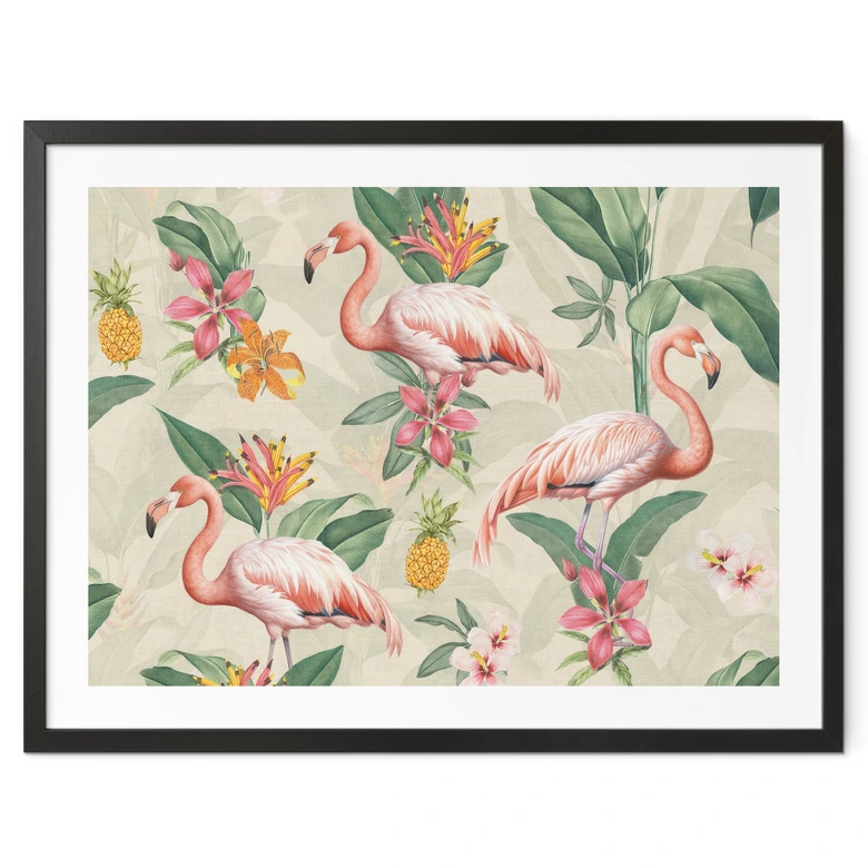 Poster Flamingo und tropische Blätter - Bloomery Decor 