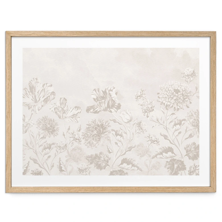 Flores Póster Flores silvestres en tiza mirada Greige - Bloomery Decor 