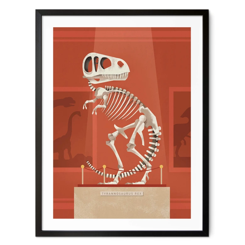 Poster Kinderzimmer - T-Rex Skelett - Braun 