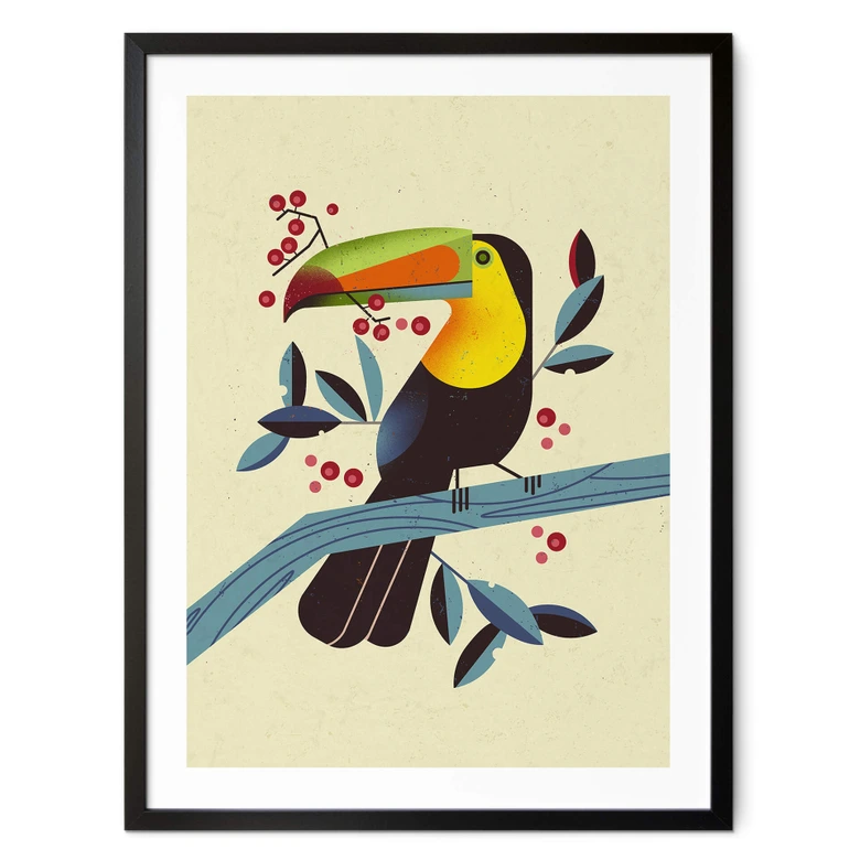 Poster Tropischer Vogel - Tukan - Braun 