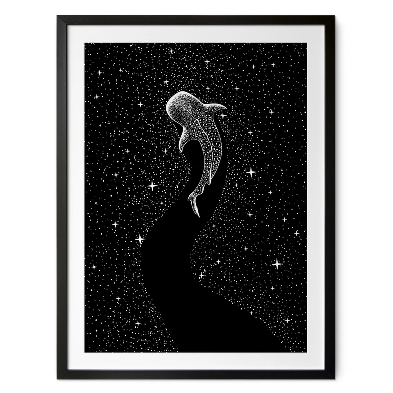 Póster Tiburón ballena en el océano de las estrellas - Cakir 