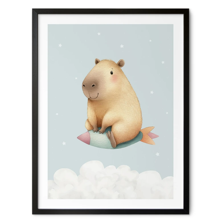 Poster enfant Capybara dans l'espace - Rêve d'étoile 