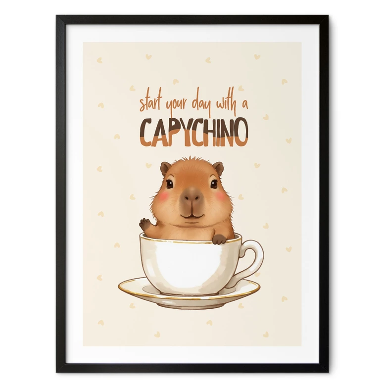 Sägande poster Capybara i kaffe - Capychino 