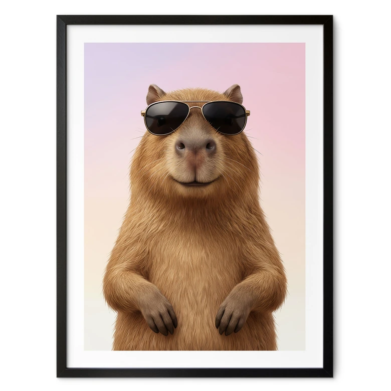 Poster Coole capibara met zonnebril 