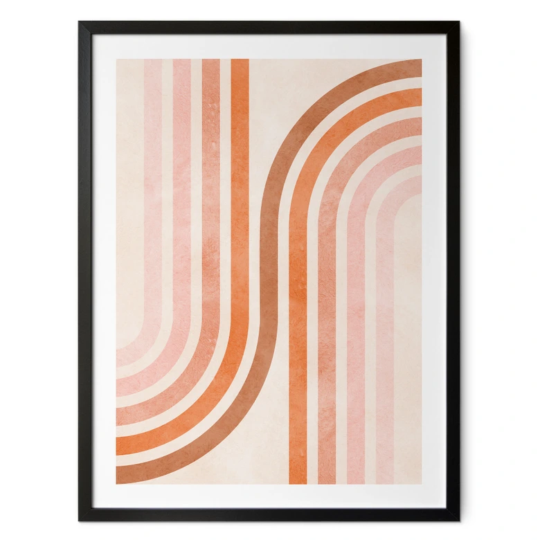 Poster Fließende Geometrie im Retro-Look | Abstrakte Linien - Costa 