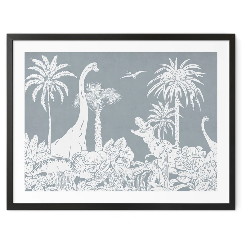 Poster Im Land der Dinosaurier - Blau - Kikki Belle 