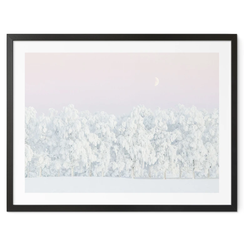 Waldposter Verschneiter Winterwald mit Mond - EMELIEmaria 