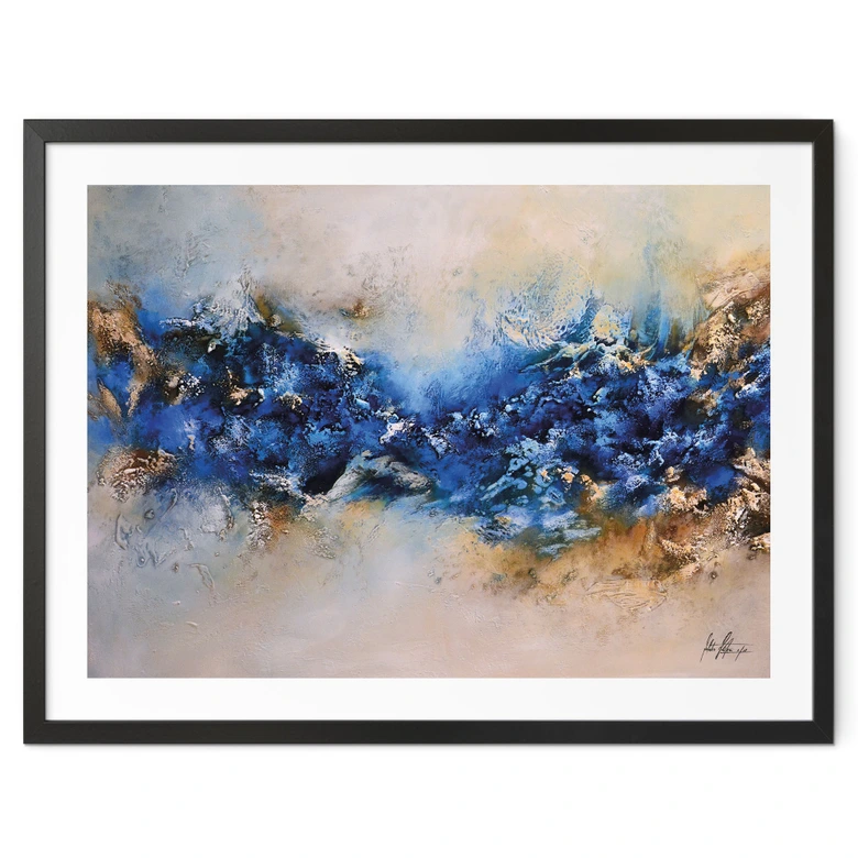 Poster Blau-goldene Interaktion - Fedrau 