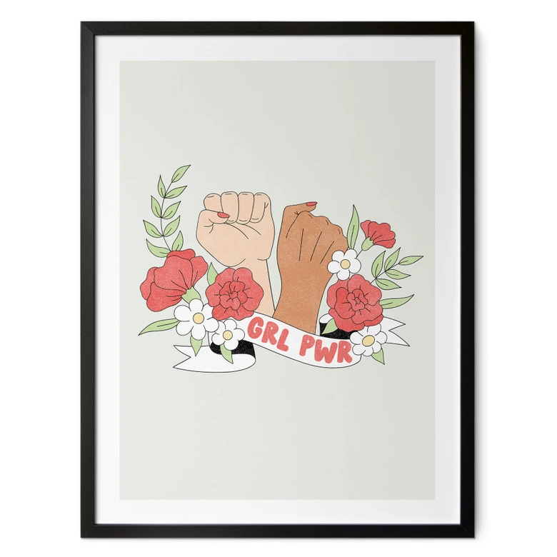Poster Girl Power Blumen Statement 