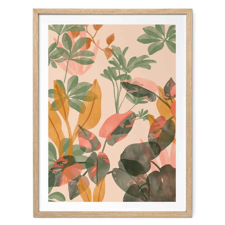 Poster Garten mit tropischen Pflanzen - Goed Blauw 