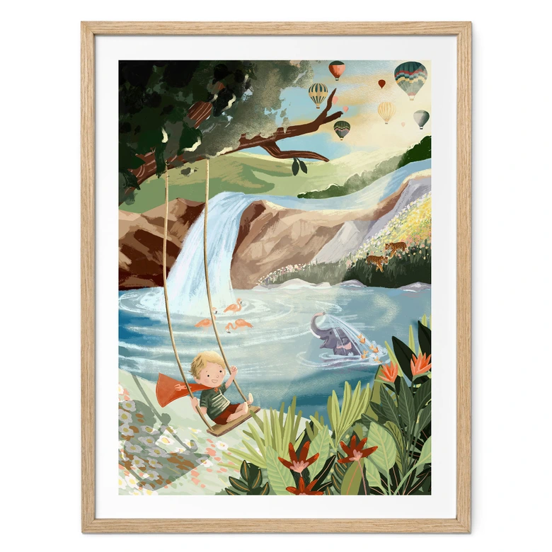 Poster Balançoires dans l'oasis de la nature - Goed Blauw 