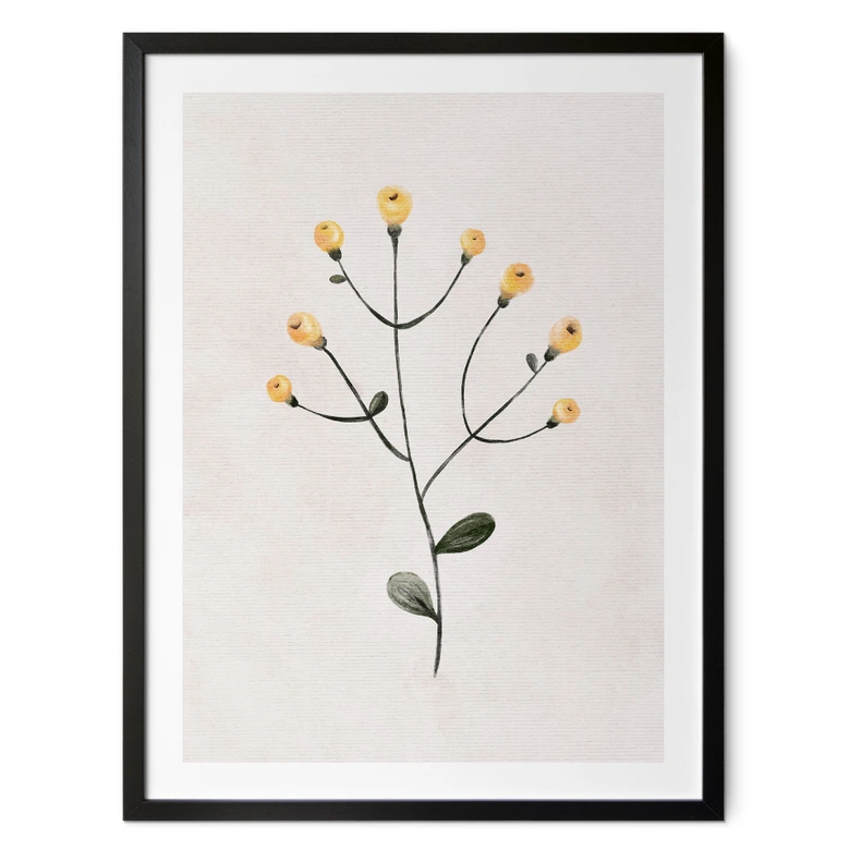 Poster Zarte Pflanze mit gelben Blüten - Goed Blauw 