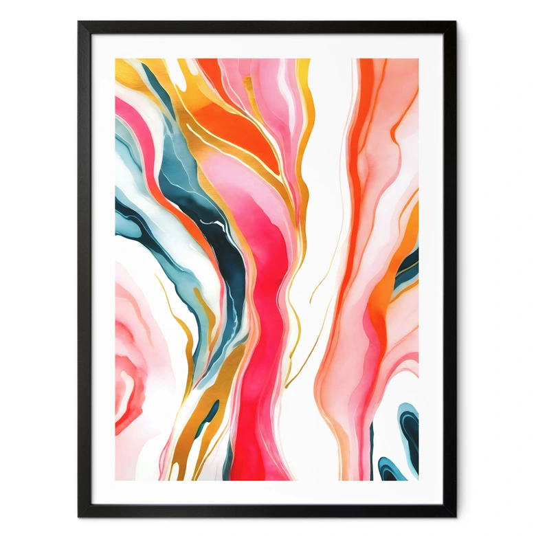 Poster Färgglada marmoreringar abstrakt - Gokhale 