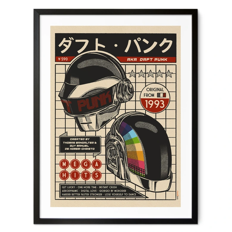 Poster Pop-Art Kunstdruck inspiriert von Daft Punk - Gomes 