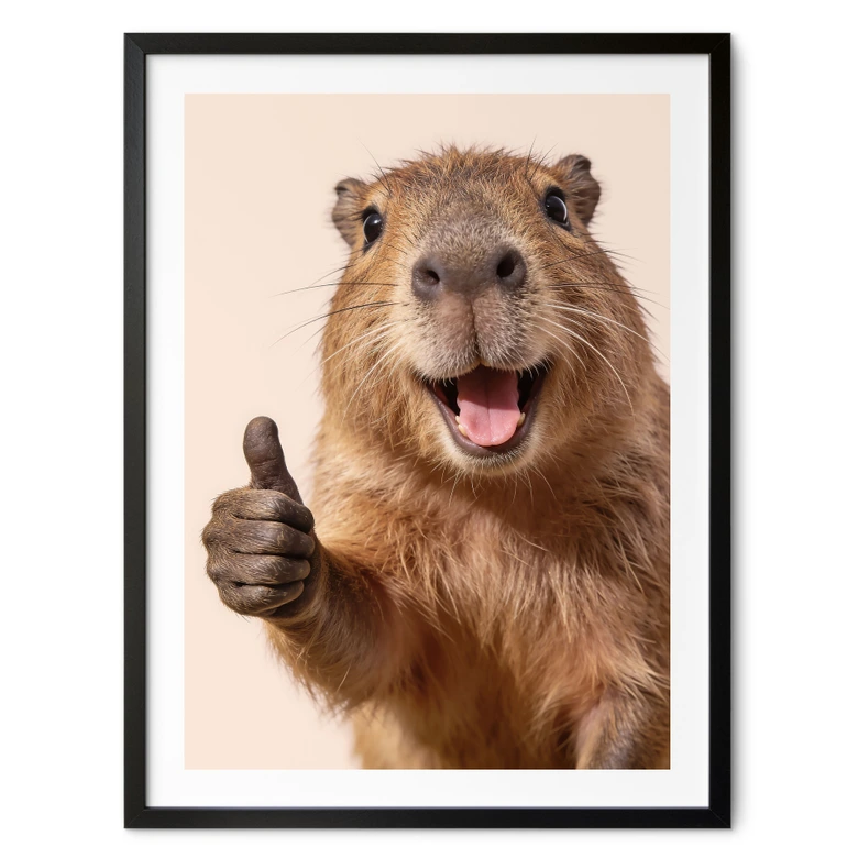 Happy Capybara poster med tummen upp 