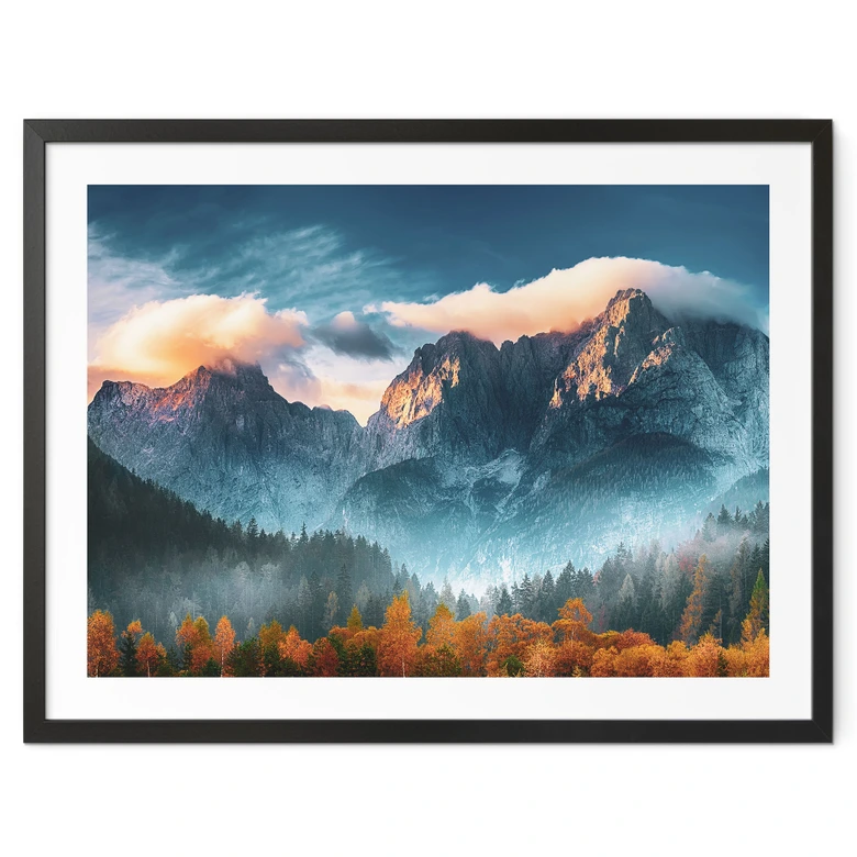Poster Herfstlandschap op de top van Triglav in de Julische Alpen 