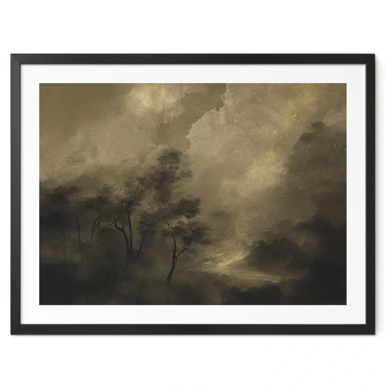 Poster Bäume im Nebel der Dämmerung - Hobday 