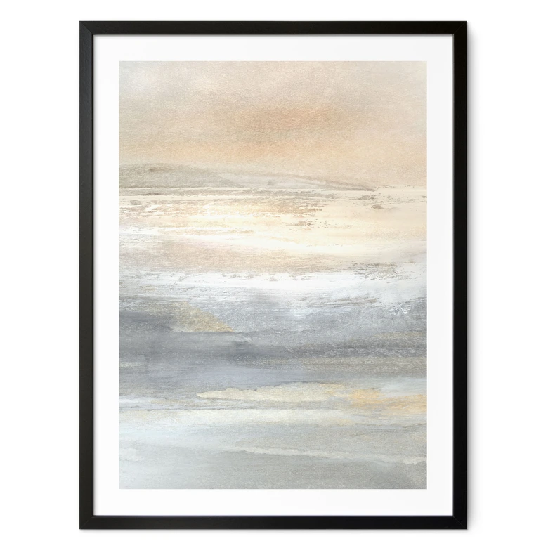 Poster Gold-graue Landschaft aus Pinselstrichen - Hobday 