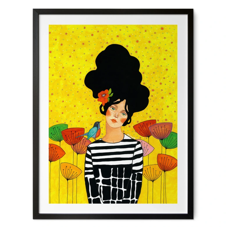 Poster Porträt Frau - Blumenmädchen im Sommergarten - Hülya 