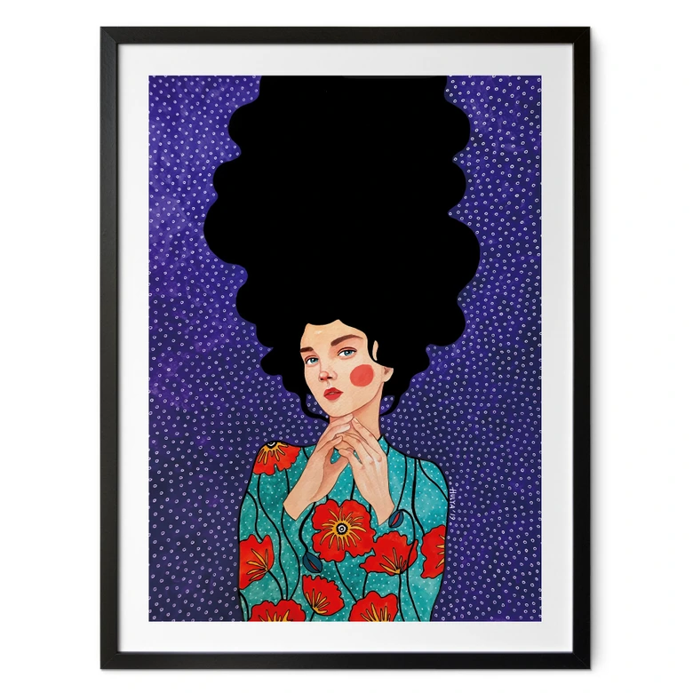 Poster Frau im Mohnblumenkleid - Hülya 
