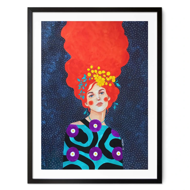 Poster Frau mit Blütenkranz im Haar - Hülya 
