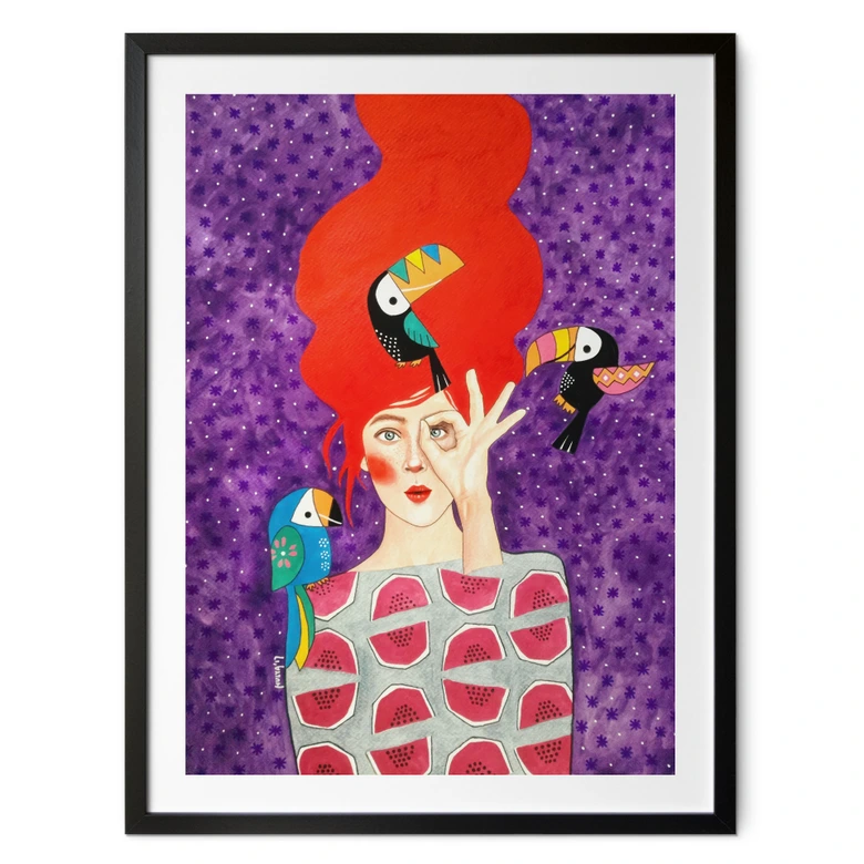 Poster Frau mit Tukan-Trio - Hülya 