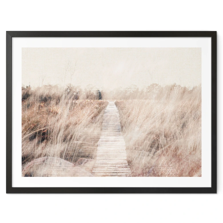 Poster Drömlandskap med gångbro i trä - Fantasifullt 