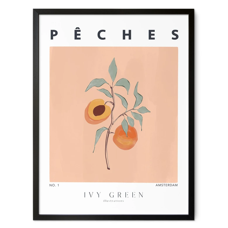 Poster Saftige Pfirsiche - Ivy Green Illustration - aus der Cosy Kollektion 