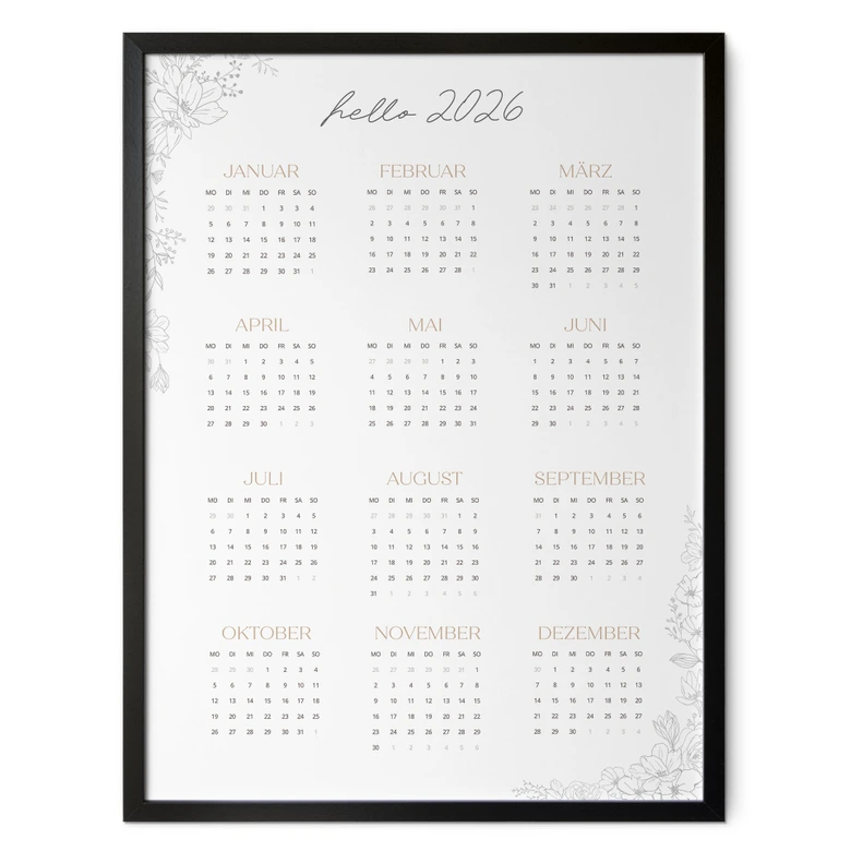 Poster Jahreskalender Hello 2026 