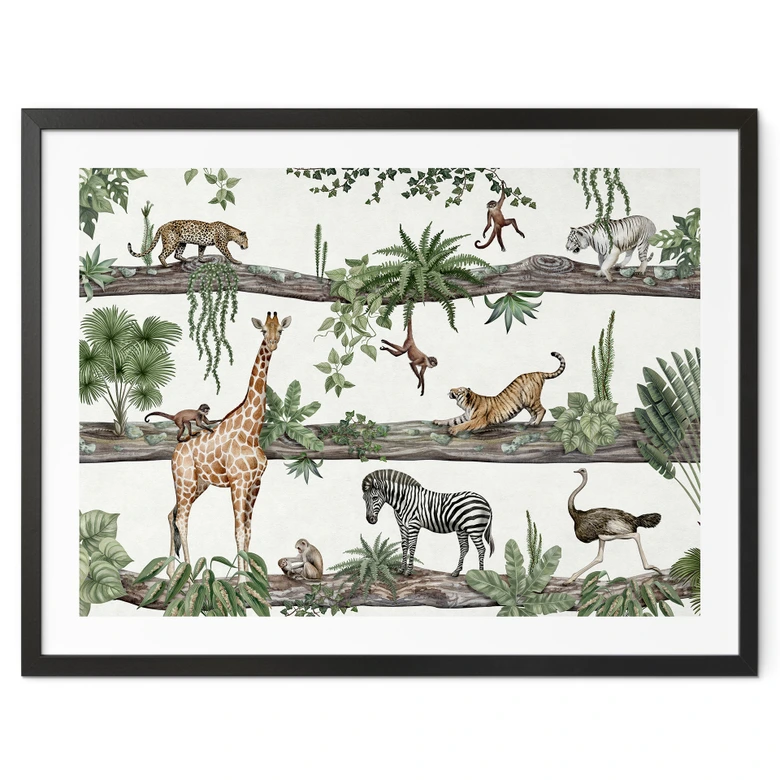 Poster fürs Kindzimmer - Afrikanische Tiere im Dschungel - Kikki Belle 
