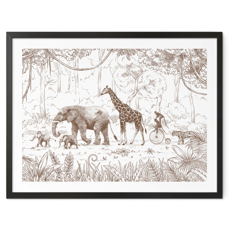 Plakat z paradą w dżungli ze zwierzętami - Kikki Belle 