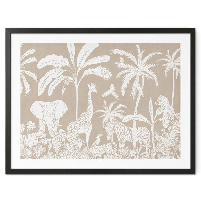 Poster Dschungelträume - Afrikas Tierwelt in Braun - Kikki Belle 