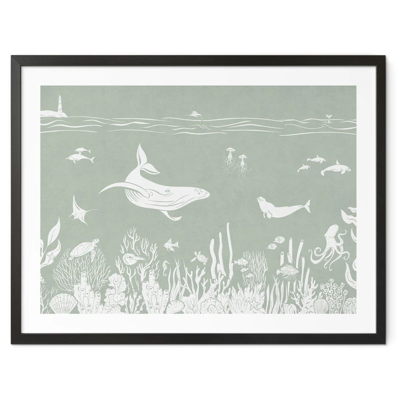Poster Koraalrif en zeedieren - Een reis door het groen - Kikki Belle 