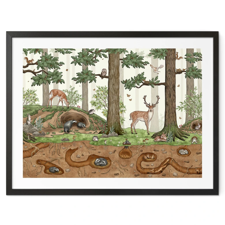 Poster fürs Kinderzimmer - Wimmelbild Waldtiere - Kikki Belle 