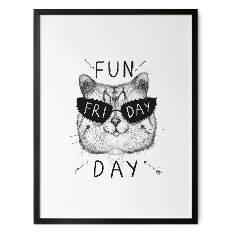 Póster gato con gafas de sol - Fun Friday Cat - Korenkova 